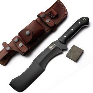 GCS Handmade Micarta Handle D2 Tool Steel Tactical Hunting Knife with leather sheath Full tang blade designed for Hunting & EDC GCS 238