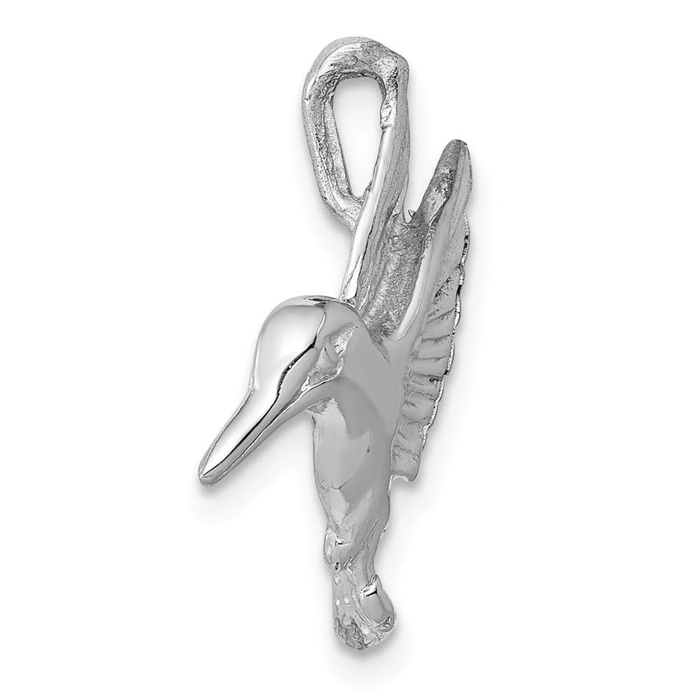 BillyTheTree Jewelry 14K White Gold Polished Open-Backed Hummingbird Slide Pendant