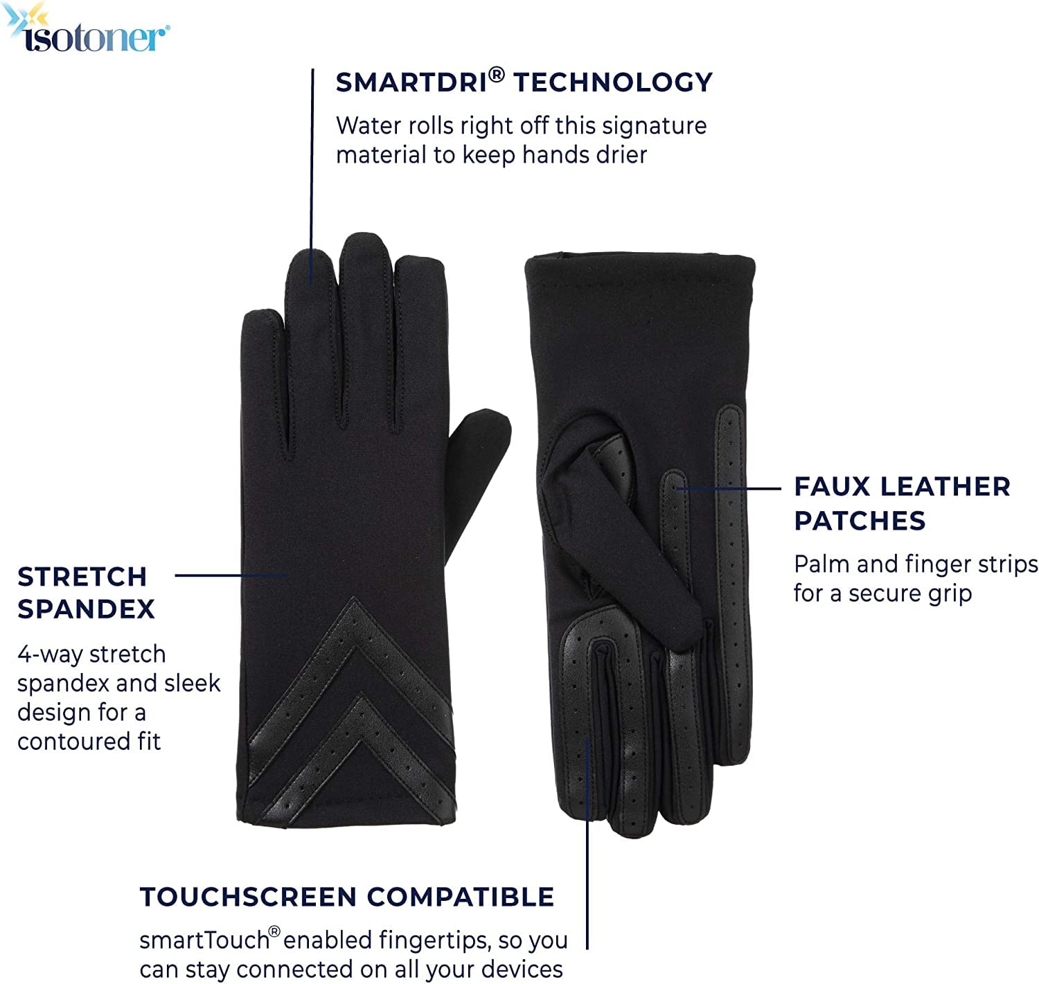 isotoner smarTouch SPANDEX Cold Weather Gloves with Spandex and a Warm Fleece Lining Large/X-Large