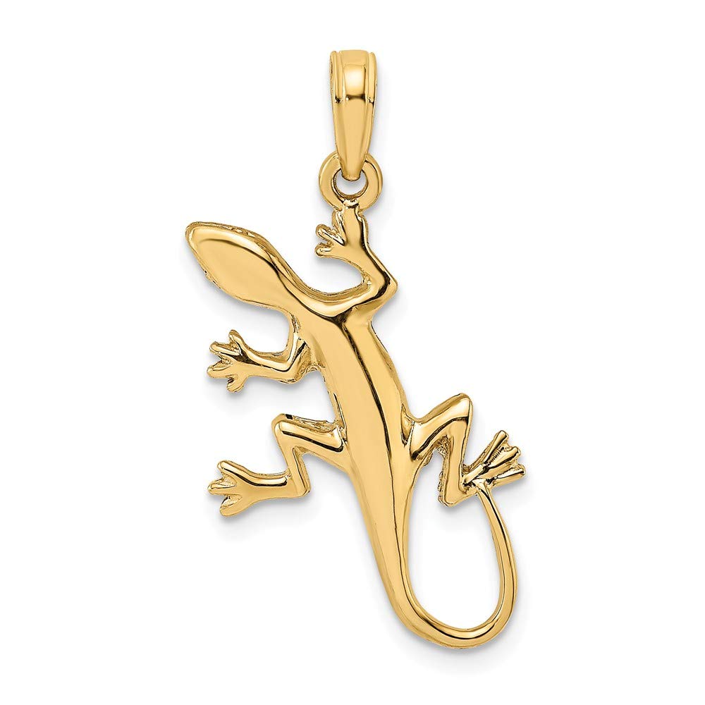 BillyTheTree Jewelry 14K Yellow Gold 2-D Gecko Pendant