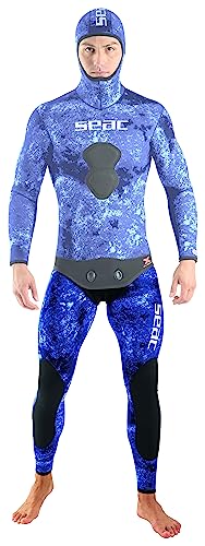 SEAC Ghost, High-Waisted Pant in 3 mm Ultrastretch Neoprene for Freediving and Spearfishing, camo Blue, Medium (0010337270055A)