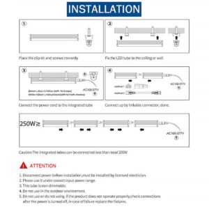 FALANFA 8FT T8 V Shape Integrated Tube Light Double Side 4 Row,120W LED Shop Light Fixture, AC85-277V 14400 Lumens 6000K Cold White, LED Cooler Door Light 6 Pack