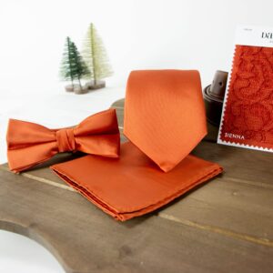 Spring Notion Men's Solid Color Satin Microfiber Bow Tie Rust