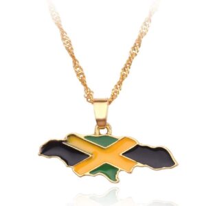 askana fashion unisex country flag map gold pendant necklace (jamaica)