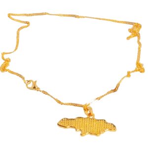 Askana Fashion Unisex Country Flag Map Gold Pendant Necklace (Jamaica)