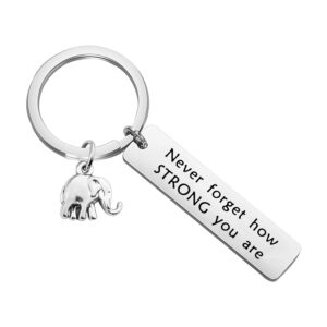 bobauna elephant keychain don't forget how strong you are strength jewelry uplifting gift for friend family animal lovers (never forget keychain)