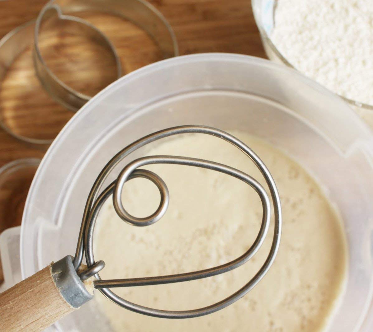 CFIKTE 13.5 Inch Stainless Steel Danish Dough Whisk Dutch Dough Whisks Bread Whisk for pastry, pizza. Great alternatives to a blender, mixer or hook（2 Pack）