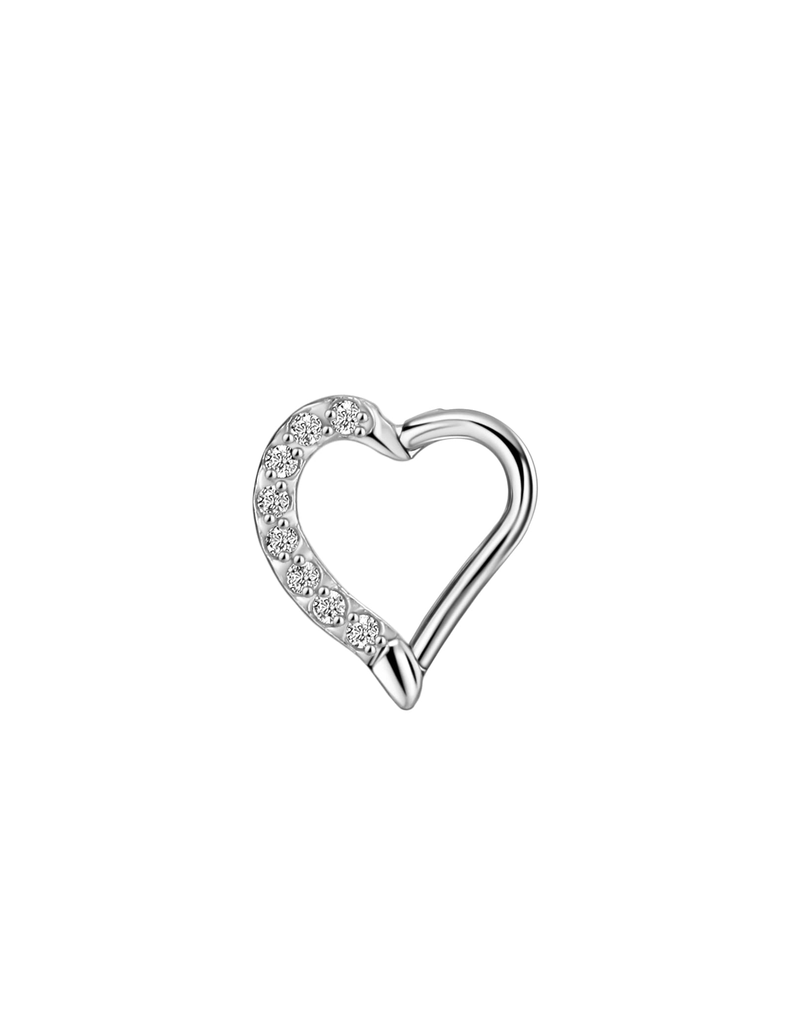 FANSING 16 Gauge Gemmed Daith Earrings Right Ear 8mm Daith Piercing Jewelry Surgical Steel 16g Heart Shaped Hinged Ring Hoop 316L Stainless Steel