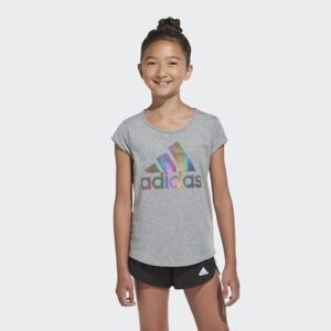 adidas girls Short Sleeve Scoop Neck Tee T-shirt T Shirt, Grey Heather, X-Large US