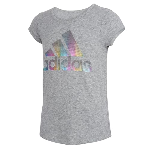 adidas girls Short Sleeve Scoop Neck Tee T-shirt T Shirt, Grey Heather, X-Large US