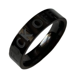 inreng 6mm men's women's stainless steel ring fuck off inspirational jewelry biker band black size 8