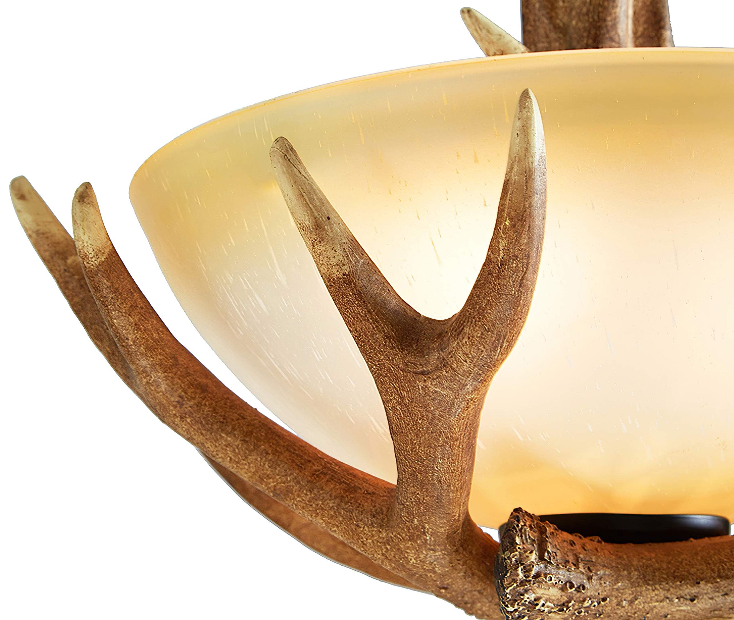 Antler Chandelier Rustic Retro Chandelier Faux Resin Antler Ceiling Light Fixture Frosted Glass Light Kitchen Farmhouse Restaurant Island Bedroom Loft Aisle 3 Light, Easy to Install