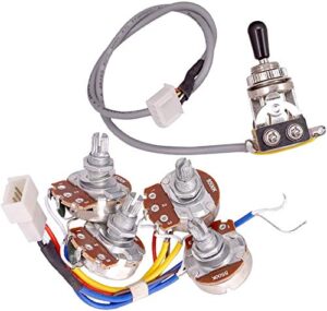 1 set guitar circuit wiring harness kit with 2 pieces a500k b500k pots and 1 piece 3 way toggle switch fit for lp electric guitar (a)