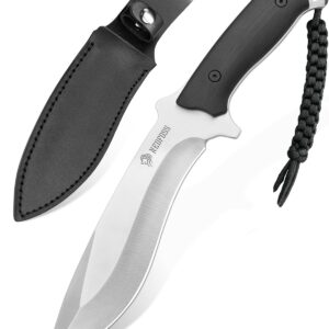 NedFoss Kukri Machete with Sheath, 6" AUS-8 Steel Blade, 0.23" Thickness, G10 Handle, 11.3'' Full Tang Survival Knife, Camping Gifts for Men Women