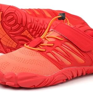 WHITIN Men's Trail Running Shoes Minimalist Barefoot Wide Width Toe Size 7.5 Box Gym Workout Fitness Low Zero Drop Trainer Cross Training Orange Red 40