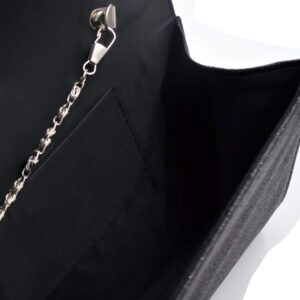 TrendsBlue Large Metallic Glitter Envelope Clutch Evening Bag, Black