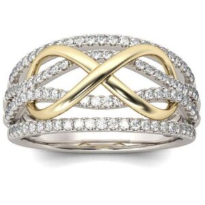 jude jewelers silver gold waved infinity braided statement promise anniversary ring (silver gold, 12)