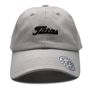 classic titties golf dad hat cap with adjustable strapback - great for golfers and also bachelor parties (gray)