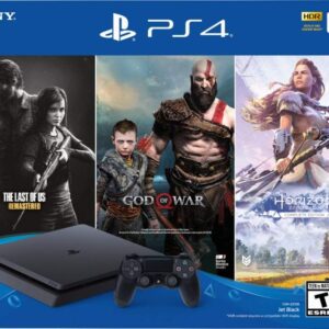 Flagship Newest Play Station 4 1TB HDD Only on Playstation PS4 Console Slim Bundle with Three Games: The Last of Us, God of War, Horizon Zero Dawn 1TB HDD Dualshock 4 Wireless Controller -Jet Black