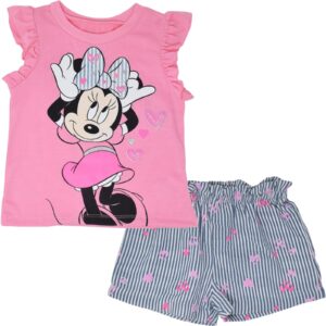 Disney Minnie Mouse Toddler Girls Tank Top and Shorts Pink/Blue 2T