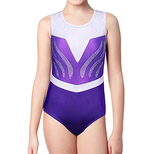 BAOHULU Leotards for Girls Gymnastics Toddler Shiny Metallic Athletic Bodysuit B230_Purple_6A