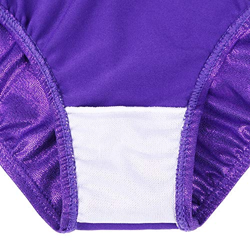 BAOHULU Leotards for Girls Gymnastics Toddler Shiny Metallic Athletic Bodysuit B230_Purple_6A