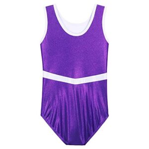 BAOHULU Leotards for Girls Gymnastics Toddler Shiny Metallic Athletic Bodysuit B230_Purple_6A