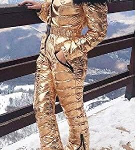 Aurgelmir Women Winter Ski Suit Fur Collar Coat Ski Jumpsuit Snowsuit