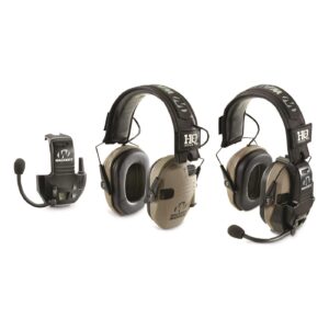 HQ ISSUE Walker's Razor Slim Low Profile Electronic Ear Muffs with Walkie Talkie, Shooting Hearing Protection 2 Pack Flat Dark Earth