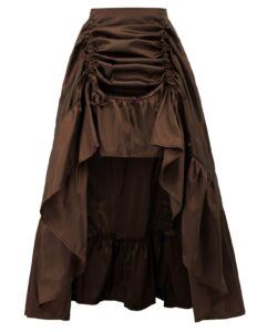 scarlet darkness women gothic steampunk pirate skirt victorian bustle skirts high-low brown l