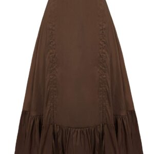 Scarlet Darkness Women Gothic Steampunk Pirate Skirt Victorian Bustle Skirts High-Low Brown L