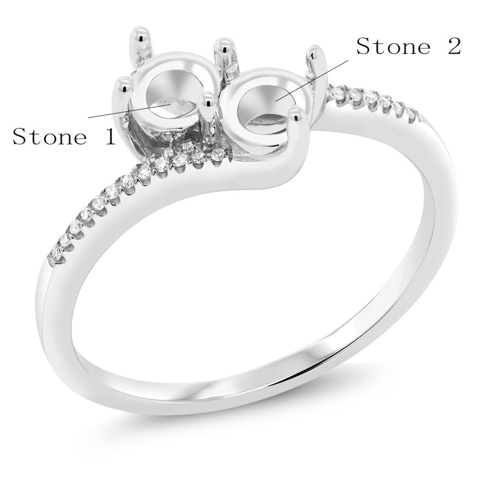 Gem Stone King 10K White Gold Customized and Personalized 2 Gemstone Birthstone and White Diamond Engagement Ring | Wedding Anniversary Promise Ring For Women | Size 5,6,7,8,9