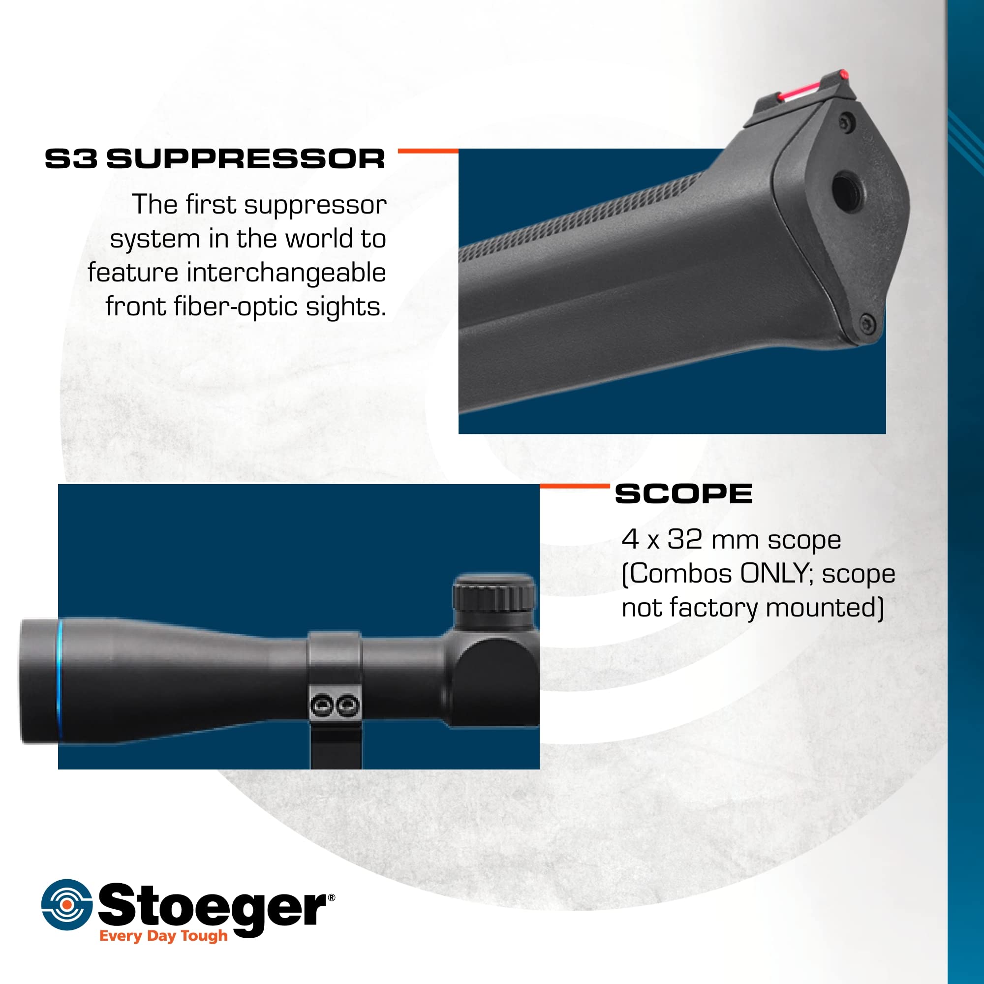 Stoeger S4000-E Combo - .22 Caliber - Black Synthetic with Fiber-Optic Sights & 4 x 32 Scope