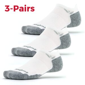 Swiftwick- MAXUS ZERO Tab (3 Pairs) Running & Golf Socks, Maximum Cushion (White, Large)