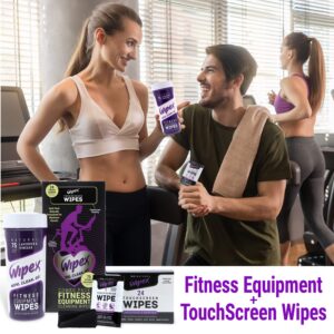 Wipex Gym Wipes & Screen Wipes for Electronics Combo Pk - 75ct Canister Fitness Equipment Cleaner Wipes & 24ct Touch Screen Wipes Individually Wrapped Safe for all Fitness Equipment and Touch Screens