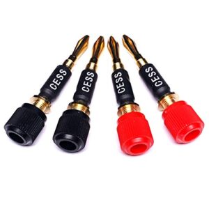 cncess cess-061 spade fork binding post to banana plugs amp speaker adapter, 4 pack