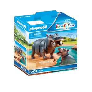 playmobil hippo with calf, colourful