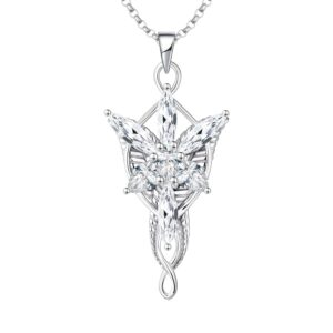 jo wisdom arwen evenstar necklace,925 sterling silver lord of the ring hobbit pendant necklace with 5a cubic zirconia,elvish jewelry for women