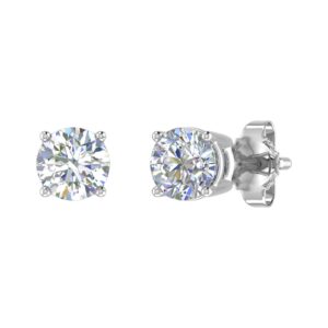 1/2 Carat 4-Prong Set Diamond Unisex Stud Earrings in 14K White Gold