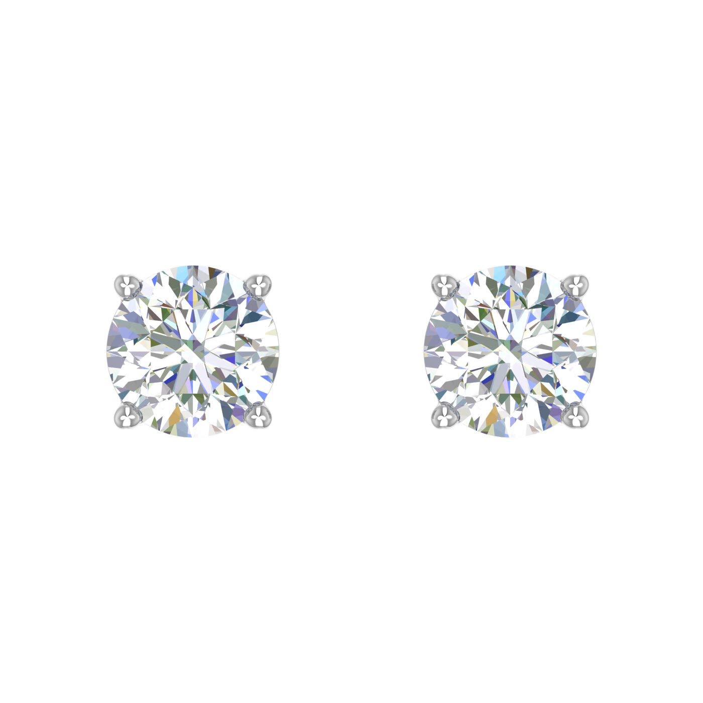 1/2 Carat 4-Prong Set Diamond Unisex Stud Earrings in 14K White Gold