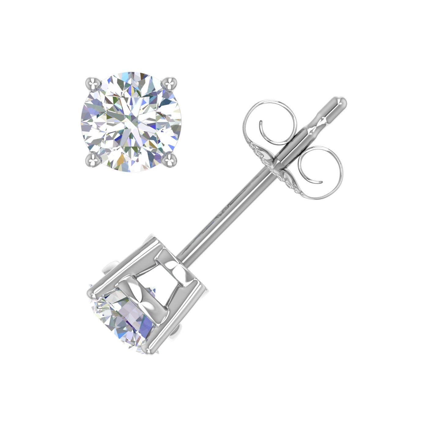 1/2 Carat 4-Prong Set Diamond Unisex Stud Earrings in 14K White Gold