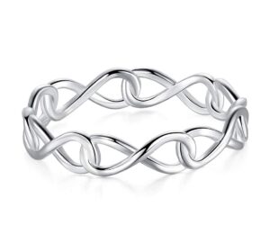 boruo 925 sterling silver ring high polish infinity symbol tarnish resistant comfort fit wedding band ring size 8