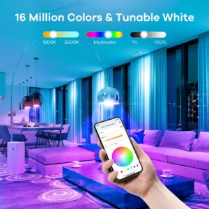 Linkind Smart Light Bulbs, Smart Bulb That Work with Alexa & Google Home, LED Light Bulbs Color Changing, A19 E26 2.4Ghz WiFi Light Bulbs Dimmable 60W,6 Pack