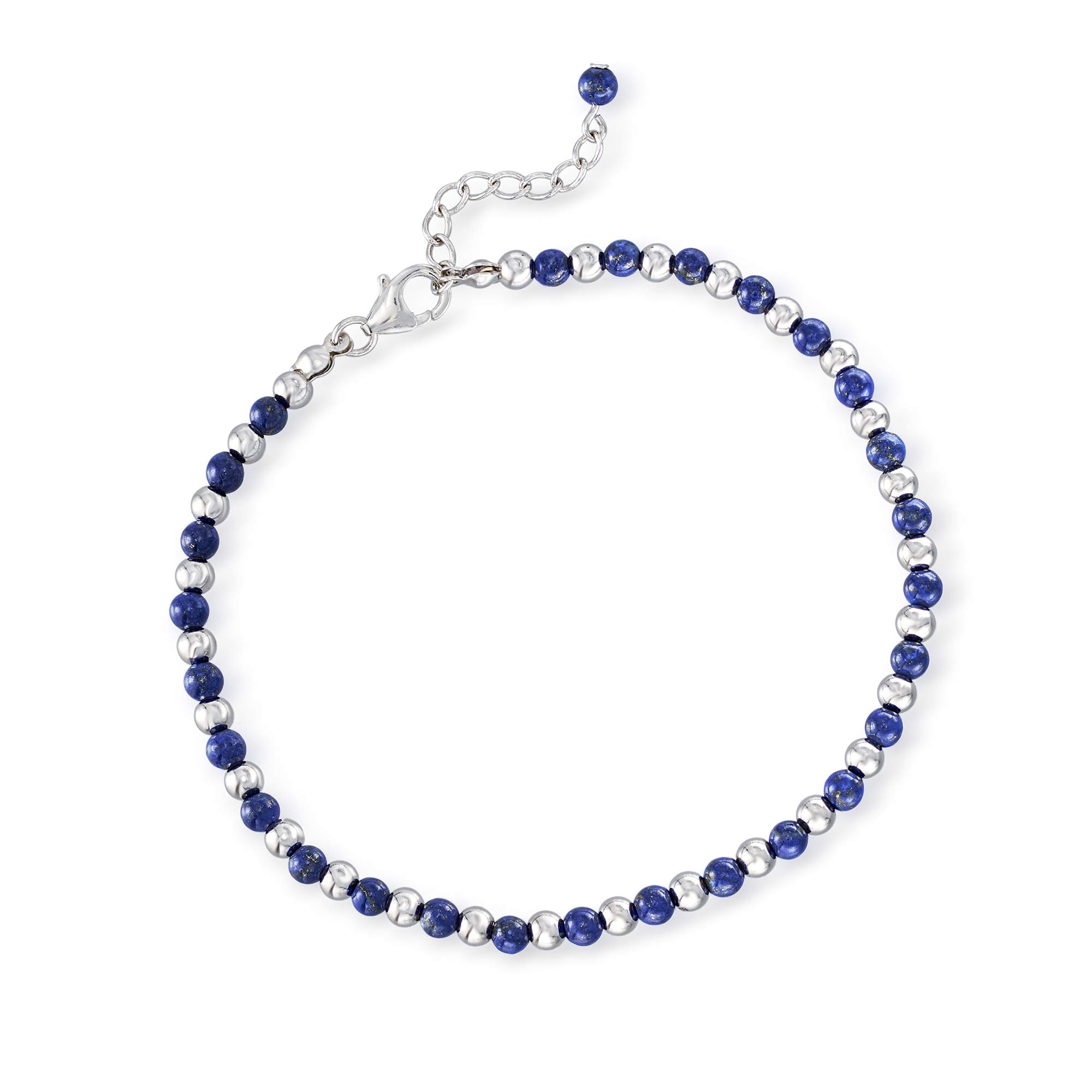 Ross-Simons Lapis Bead Jewelry Set: 2 Charm Anklets in Sterling Silver. 9 inches