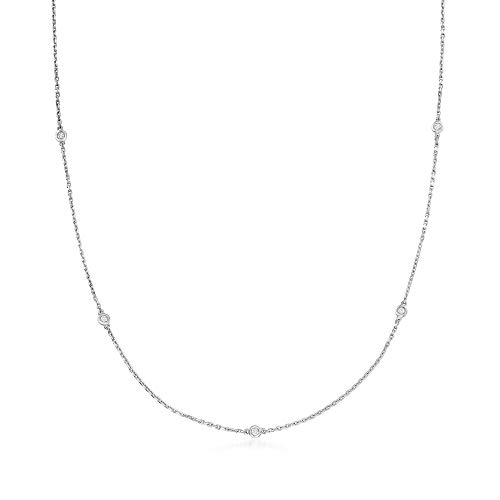 Ross-Simons 0.25 ct. t.w. Bezel-Set Diamond Station Necklace in Sterling Silver