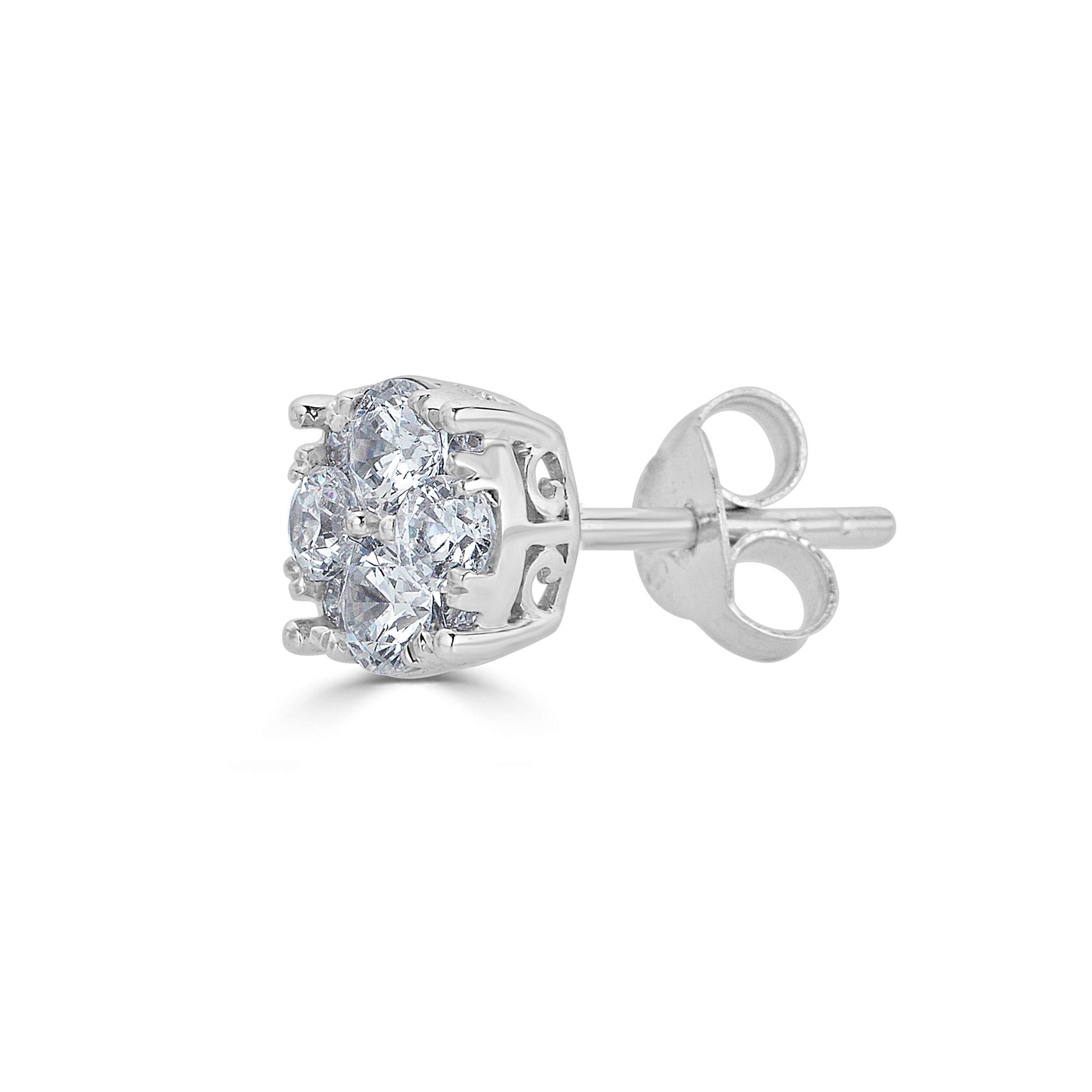 Single (1 piece) Diamond Stud Earring Set in 925 Sterling Silver with Natural Diamonds (.50)