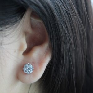 Single (1 piece) Diamond Stud Earring Set in 925 Sterling Silver with Natural Diamonds (.50)