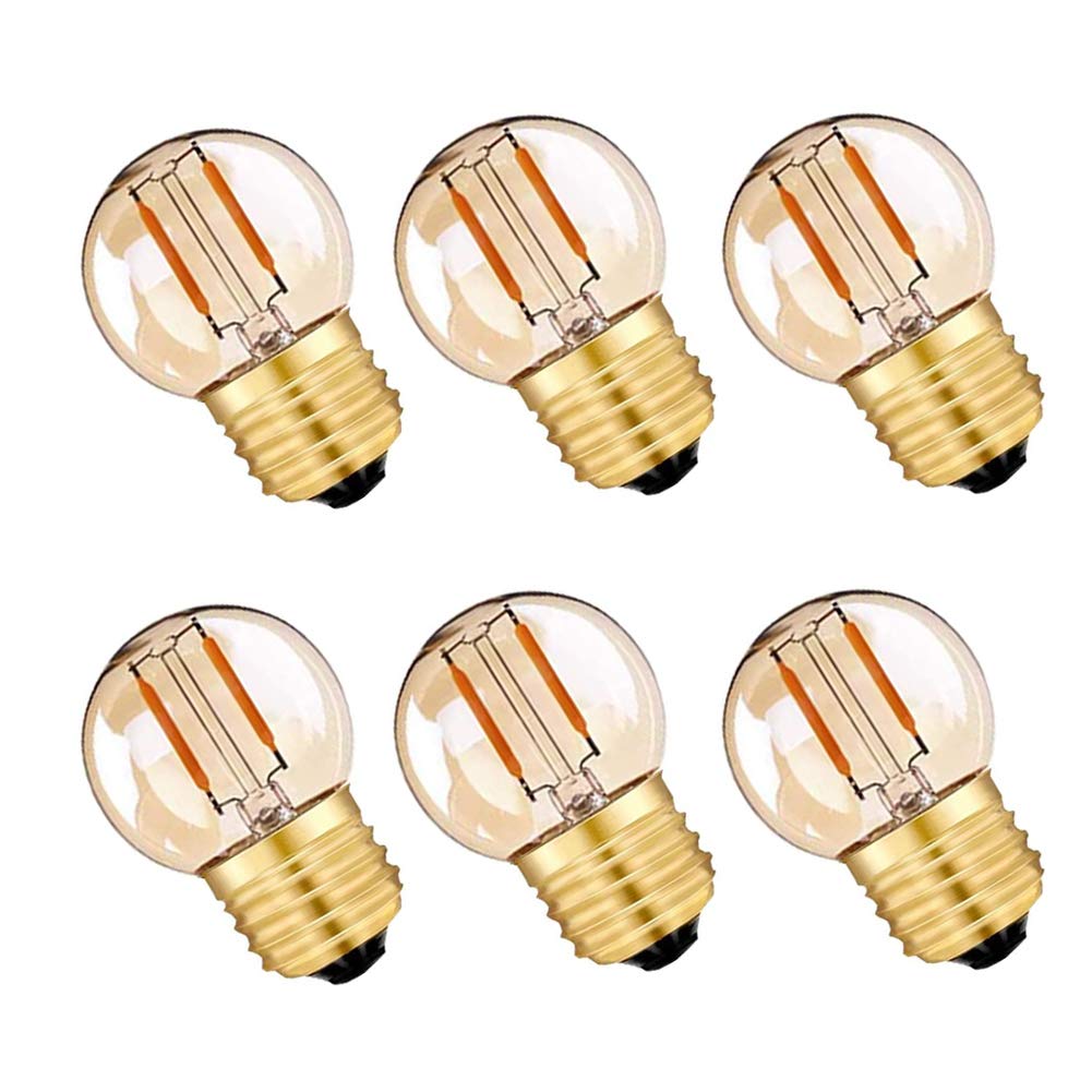 LDCHIUEN G40 G14.5 E26 LED Bulb Amber 1W Low Watt Edison Bulb 10 Watt Warm White 2200K Vintage LED Globe Night Light Bulb for Ceiling Fan, Chandelier, Vanity Light Bulb 6Pack