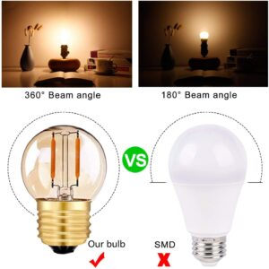 LDCHIUEN G40 G14.5 E26 LED Bulb Amber 1W Low Watt Edison Bulb 10 Watt Warm White 2200K Vintage LED Globe Night Light Bulb for Ceiling Fan, Chandelier, Vanity Light Bulb 6Pack