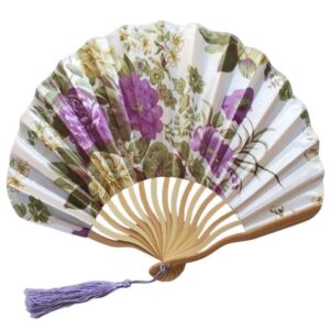 Xiaofeng214 Pattern Chinese Style Hand Held Fans Silk Bamboo Folding Fans Handheld Wedding Hand Fan Cool Bamboo Flower Personalized (Color : A)